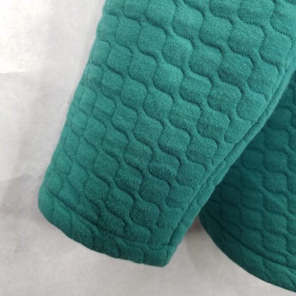 T By Talbots Sweatshirt Women’s XL Quilted Mock Neck Pullover Green Curved Hem - Picture 5 of 12